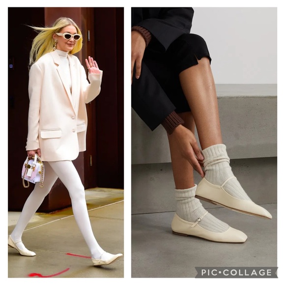 Aeyde 41 Uma White Creamy Nappa Leather Mary Jane Flats - Picture 4 of 11